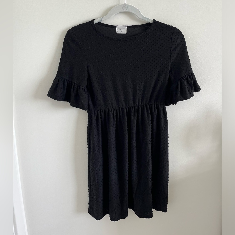 Black clip dot dress — size XS